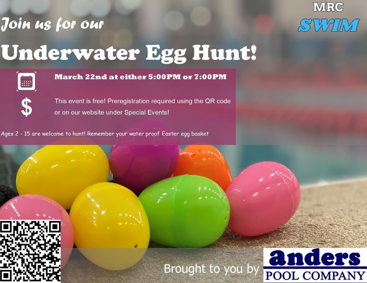 ManTNRec's tweet image. Registration is open for our Under Water Egg Hunt!🐰

Join us on March 22nd to hop in the water and hunt some eggs. We will be offering two different sessions at 5pm and 7pm.

Click here to register: signupgenius.com/go/10C0E4CABAC…