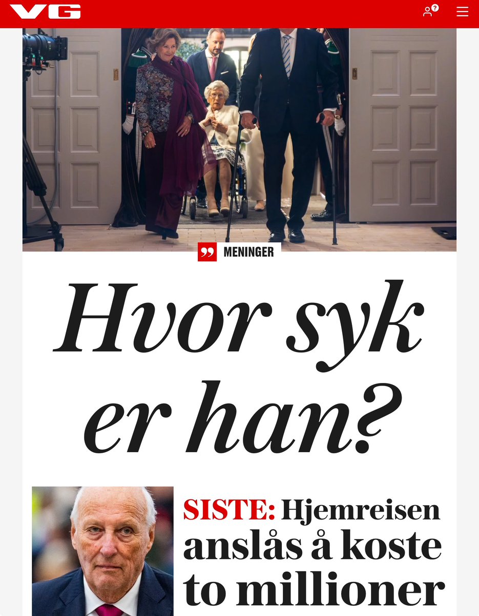 ALVORLIG TALT.  Diagnose eller kostnad for hjemtransport er helt uinteressant. Få Kongen hjem! 🇳🇴 <a href="/vgnett/">VG</a>