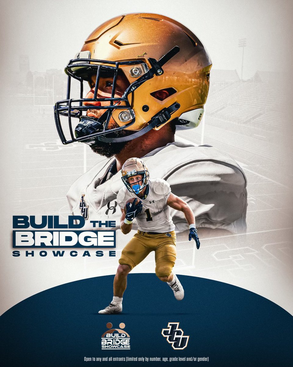 Excited to partner with @JCUFootball for the 2024 @BuildBridge2020 Showcase, Monday, June 3rd. Thank you to @Browns & @swaggie_lee_lee Link goes live next week. 50+ colleges were in attendance the past two years. This camp will sell out. Don’t miss out! @Bryan_Ault @NEOZoneHS