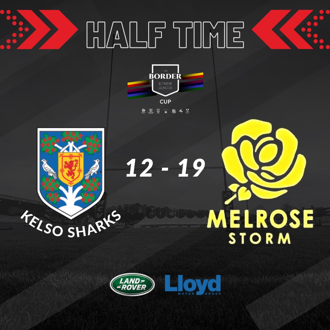 ⚫️⚪️ KELSO SHARKS VS MELROSE STORM ⚫️⚪️ Half time at Poynder and the score is currently 12 - 19 to Melrose Storm. ⚫️⚪️ #OneClub #OneCommunity #blacknwhitejersey