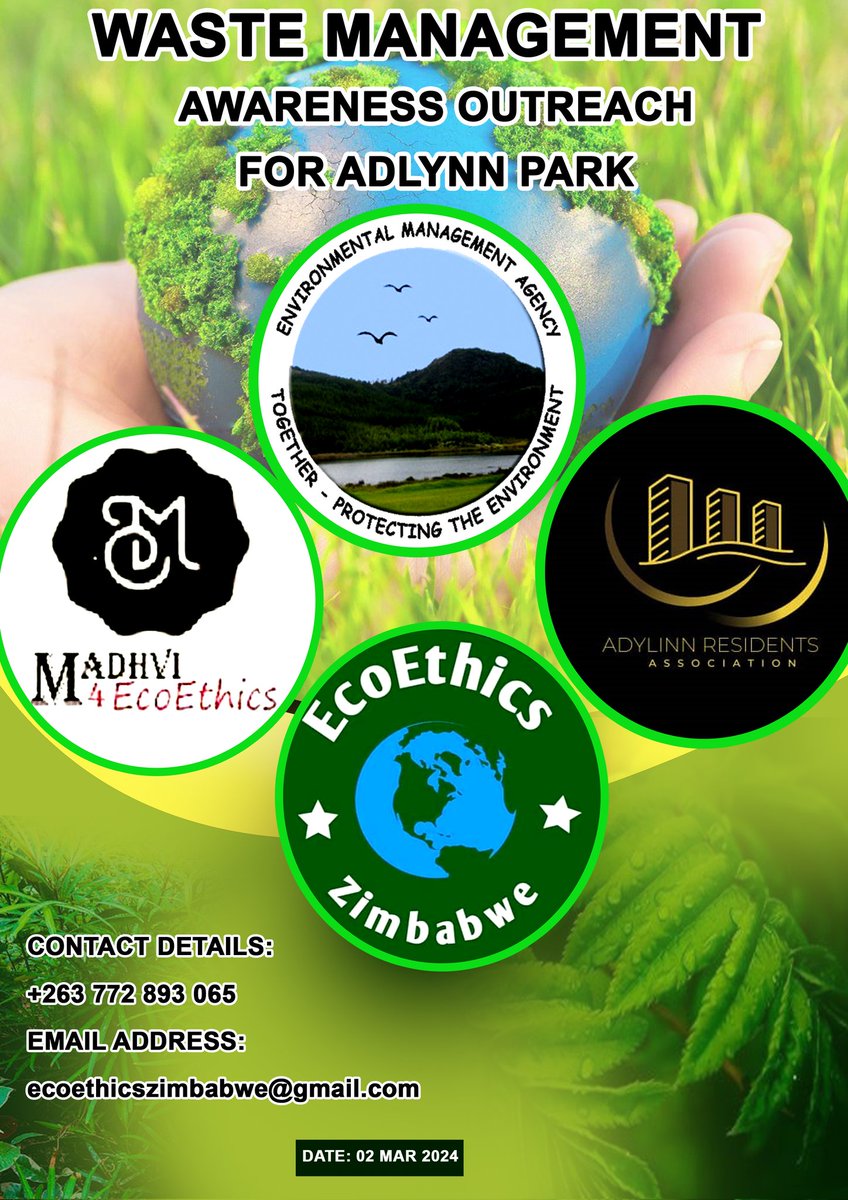Will be conducting a Waste Management Awareness with EMA and Adlynn Residents Association in Westgate Harare on Saturday