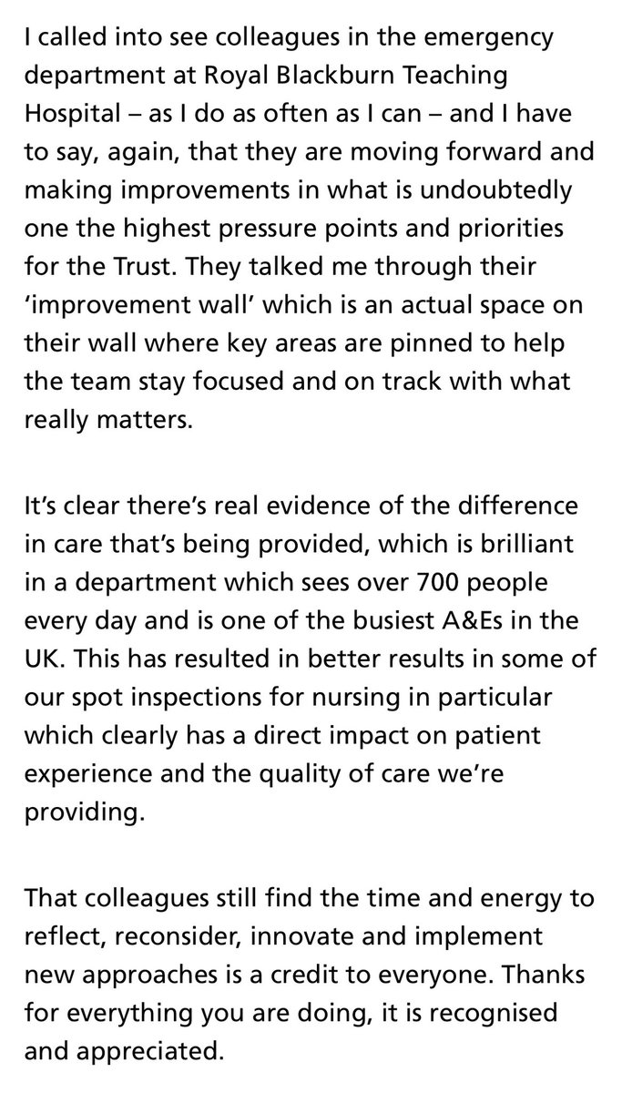 A snip from our CEO blog this week 😀 feeling really proud of the whole ED team 🧡 @ELHT_NHS @ELHT_QI @DaveSim44100531 @clairedan83 @naomi_turner1 @Educc_elht