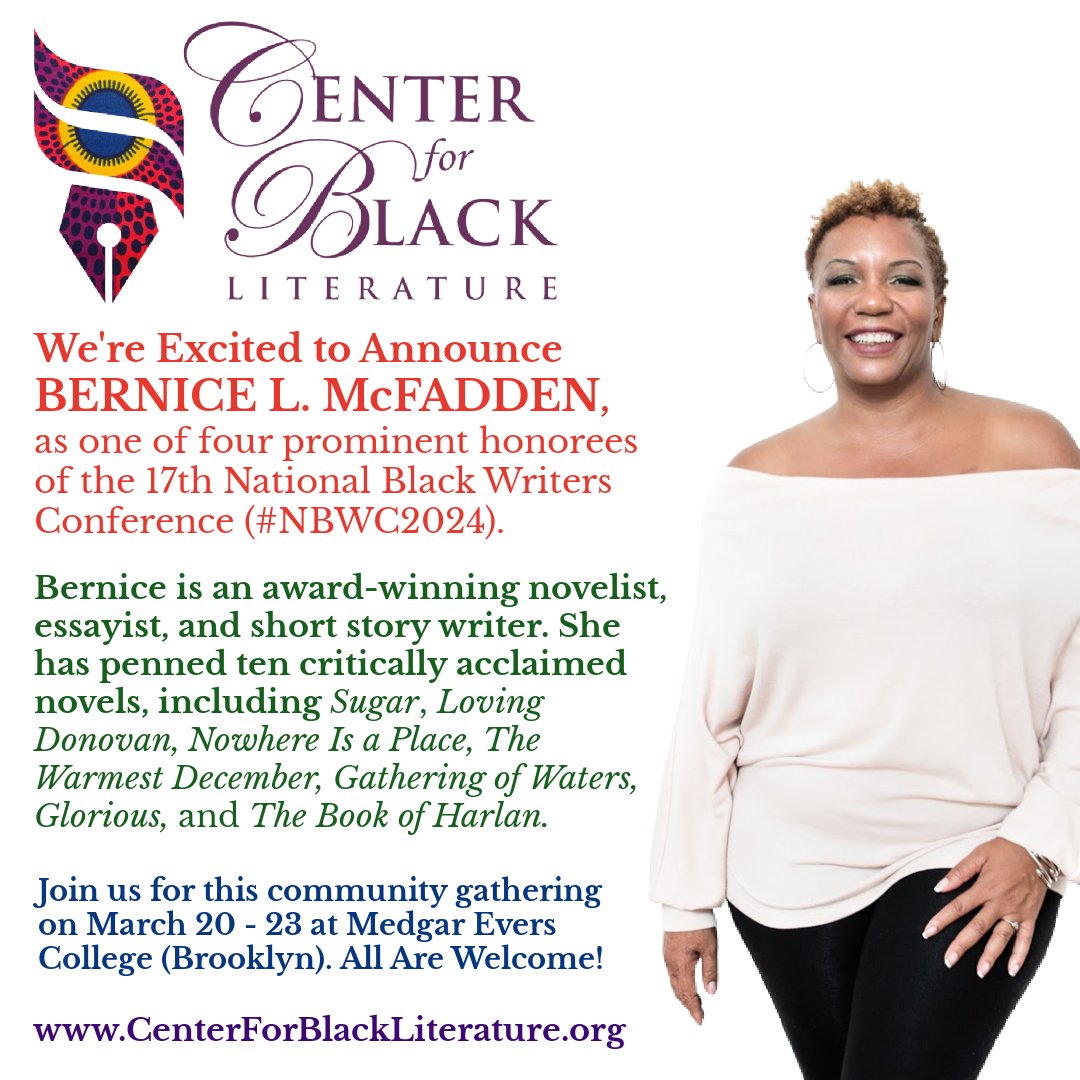 We're excited that press will come to the @Center4BlackLit's #NationalBlackWritersConference this month (#NBWC2024) but we're REALLY excited to see if @Blavity @BlavityNews @blackvoices and other #BlackMedia will support #BlackWriters! Don't miss #BerniceMcFadden @queenazsa!