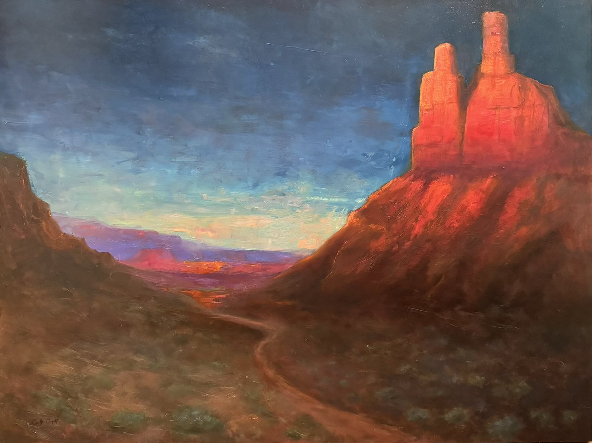 CCBigData's tweet image. “The Quiet Sentinel”, 18”x24”. This one is based on Valley of the Gods, Utah, one of my favorite camp spots. #utahart #valleyofthegods #oilpainting #contemporarywesternart #westernartcollector #cindyfineart