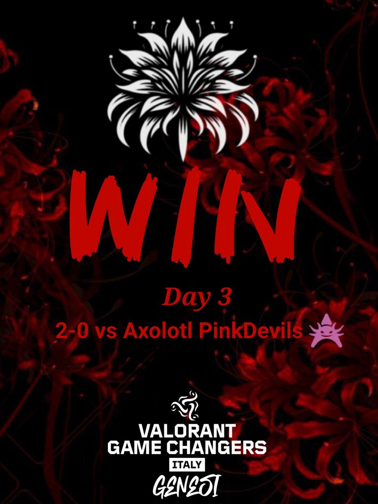 LycorisGC's tweet photo. 🪷 #GENESI Recap DAY 3🎆

Terza giornata di Regular Season del #GameChangersItaly @king___esport 😎

2 - 0 VS @Axolotl_Esports 🫶 
1° Map : Breeze 13-5  ~  2° Map: Icebox 13-9

Next play day -> 02/03 start ore 17:00🔥

@martimarinii
@juptears
@Kyubey64_val
@heen_xx
@Ch3wbecc4 https://t.co/utUz91jj0n