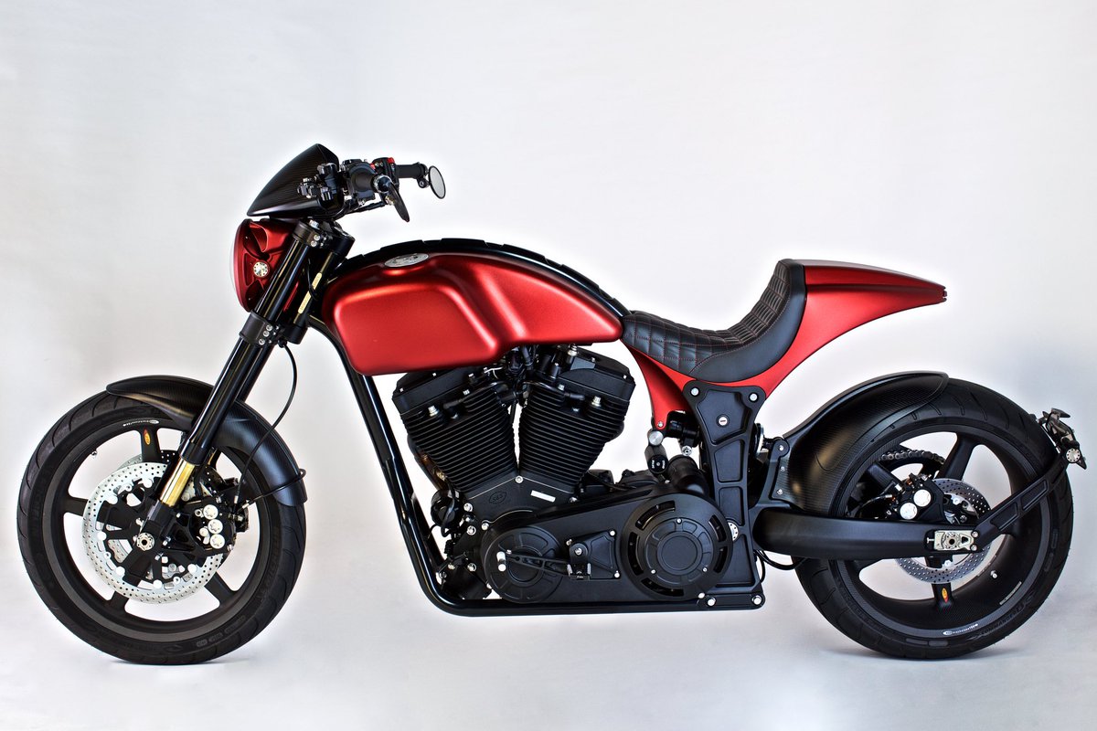 Instead of a traditional paint job, this KRGT-1 was shot peened and anodized red to create this metallic look.