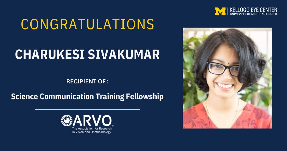 🎉 Congrats, @charu_siv on receiving the prestigious Science Communication Training Fellowship from @ARVOinfo! 🌟 Excited to see you raise awareness and connect the scientific world with the broader community. #SciCommTF #ScienceCommunication