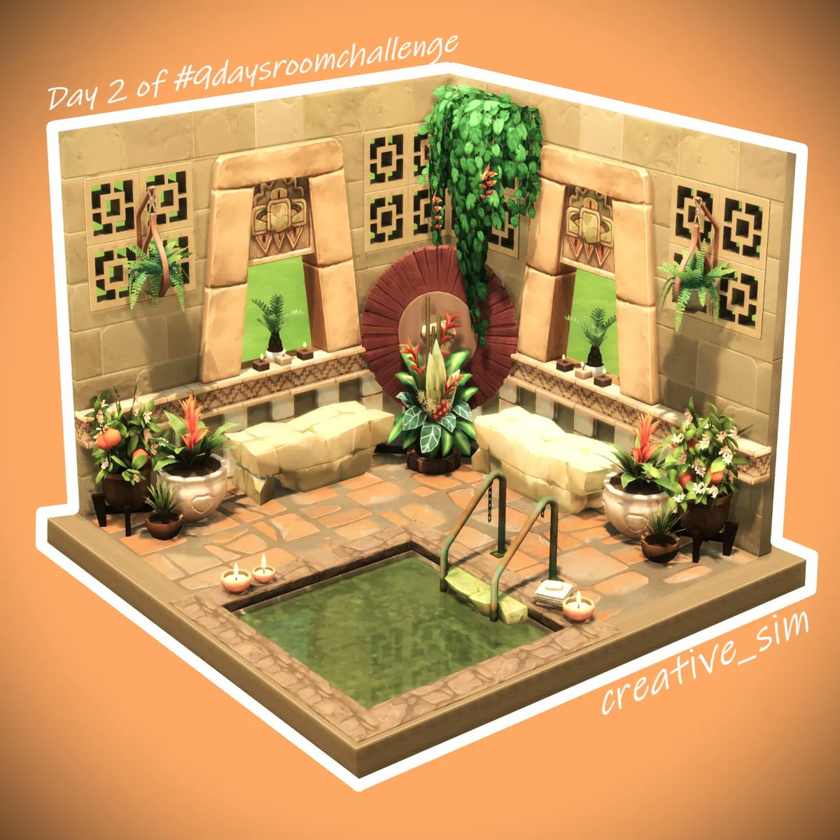 Sul sul🌼... this is the 2nd Day of the awesome #9daysroomchallenge by the great @axiisims. 💝 I'd build a relaxing Place named Brick Pool! Hope u like it!🌼 🌺Download in my Gallery. EA ID #Juliee86