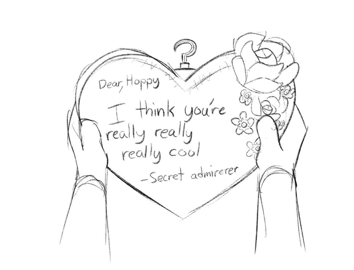 Dogdawn seems to be making something for Hoppy on Valentines Day (the hook  is for tying a string on it so she could give gifts without being spotted)  #LunarEclipseAU, image size:1200x915