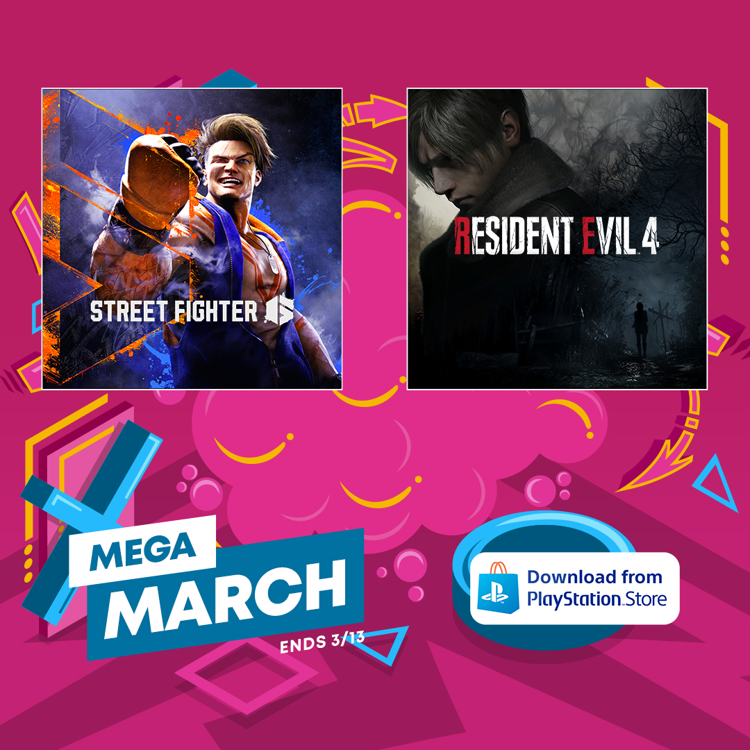 CapcomUSA_'s tweet image. Save big on hit titles like Street Fighter 6, Resident Evil 4, and more during PlayStation's Mega March sale, going now until 3/13!

🛒 bit.ly/PSMegaMarch