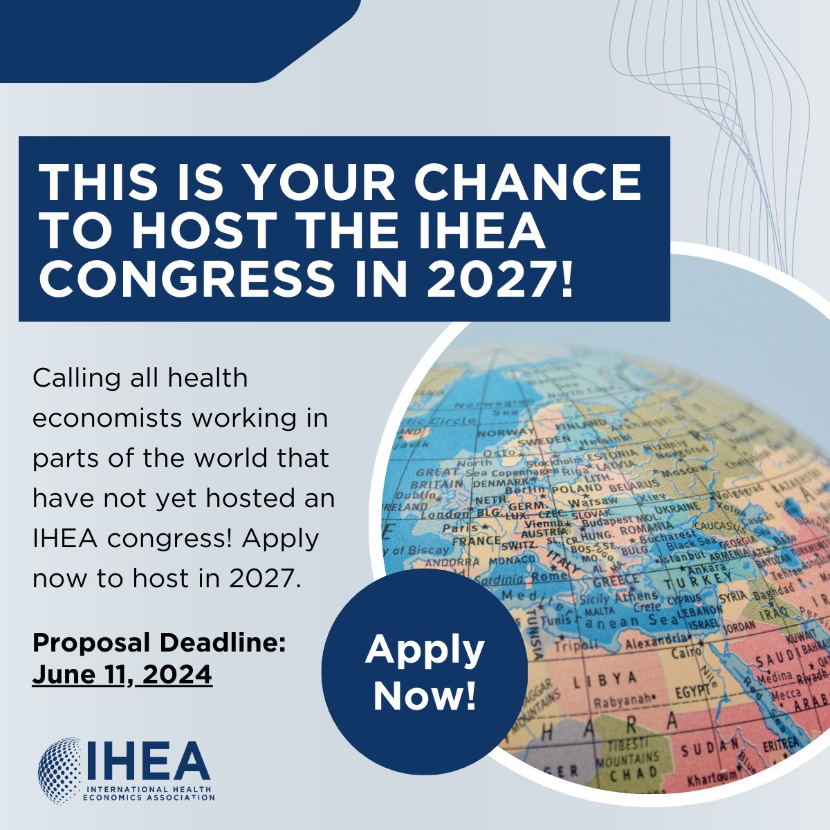 IHEA has just released its call for expressions of interest in hosting the 2027 World Congress on Health Economics, and we're eager to receive proposals from underrepresented regions. If you're interested, you can find more details here: healtheconomics.org/congress/