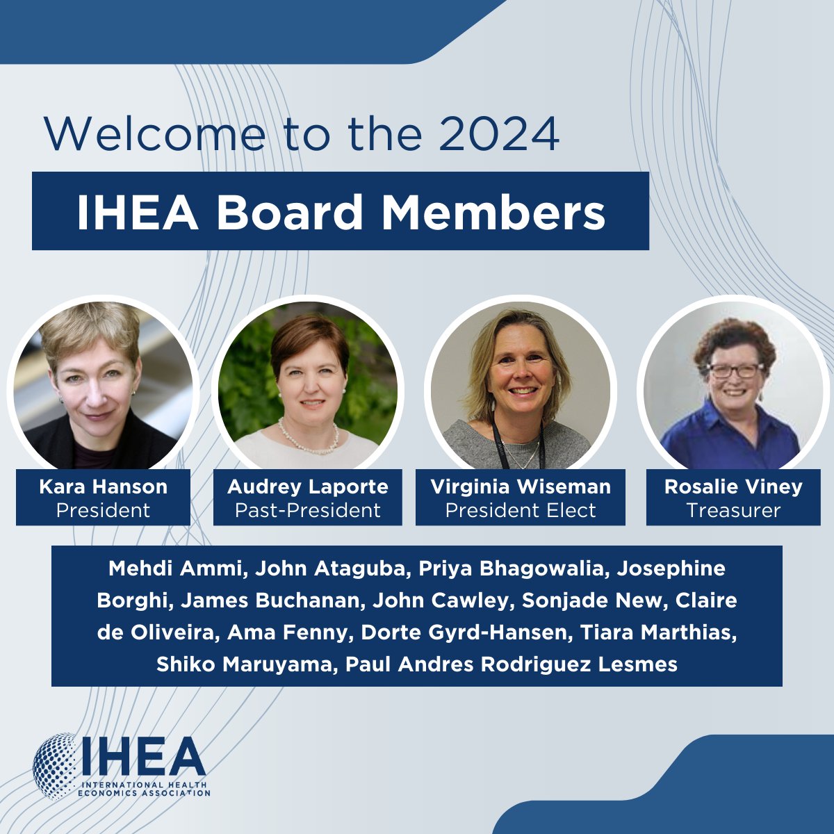 Meet your 2024 Board of Directors! To see the full list of board members and to learn more about each official visit: healtheconomics.org/about-us/