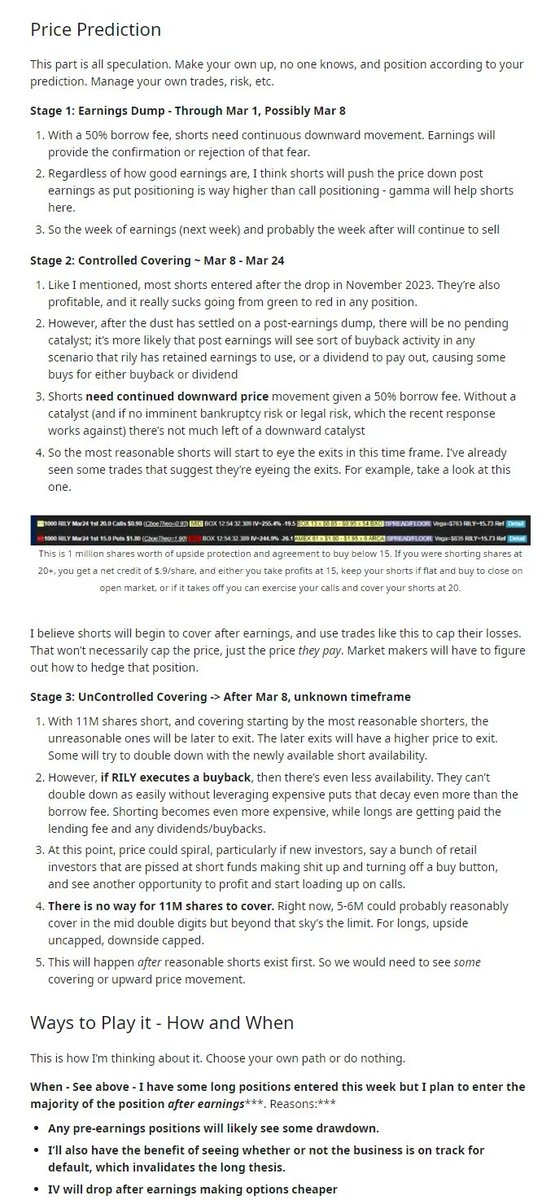 For everyone watching $RILY, going to pin my DD and prediction here. Post is below, and in particular here's the price prediction. Stage 1 (earnings dump) complete, now it's short covering time.  reddit.com/r/wallstreetbe…