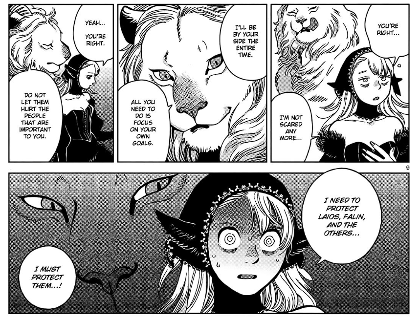 hoshiumisexy's tweet photo. One of my favorite things about Dungeon Meshi is its exploration of love as a dangerous vice rather than this all-powerful emotion of good. Love can drive one mad and justifies all action. It trumps over rightful fears and corrupts Marcille and others to go against natural order https://t.co/mYrLykrElx