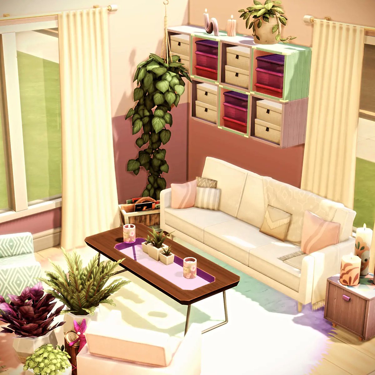 Sul sul🌼... this is the 5th Day of the awesome #9daysroomchallenge by the great @axiisims. 💝 I'd build a pastel color Living Room to hang out. Hope u like it!🌼 🌺Download in my Gallery. EA ID #Juliee86 #sims #ts4 #sims4 #ShowUsYourBuilds