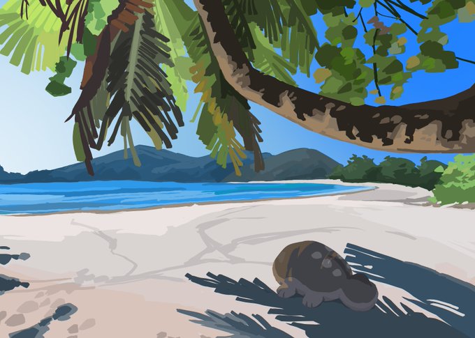 「beach palm tree」 illustration images(Latest)