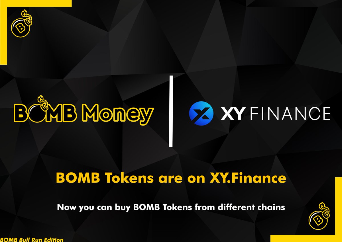 📢Bullish News!

Thanks to <a href="/xyfinance/">XY Finance | DEX & Bridge Aggregator</a> for listing our tokens 😎

Make sure to check out xy.finance , full cross-chain aggregator

What does this mean? Now you can do cross-chain swaps and grab BOMB tokens from different chains

Bringing BOMB to the masses seamlessly