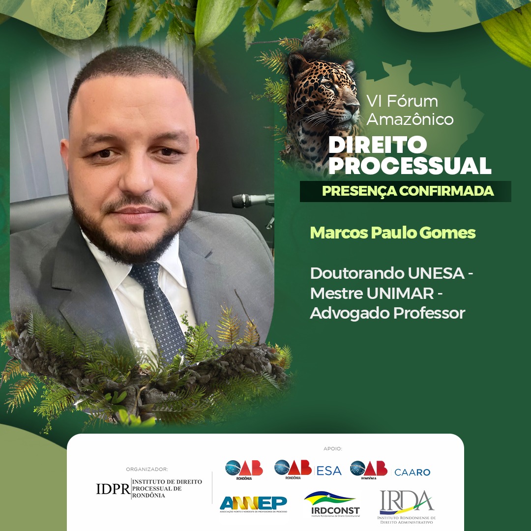 idprprocesso's tweet image. 📷 Começamos as confirmações dos palestrantes e debatedores do VI FÓRUM AMAZÔNICO DE DIREITO PROCESSUAL.

📷 CONFIRMADO: Marcos Paulo Gomes ! 📷
