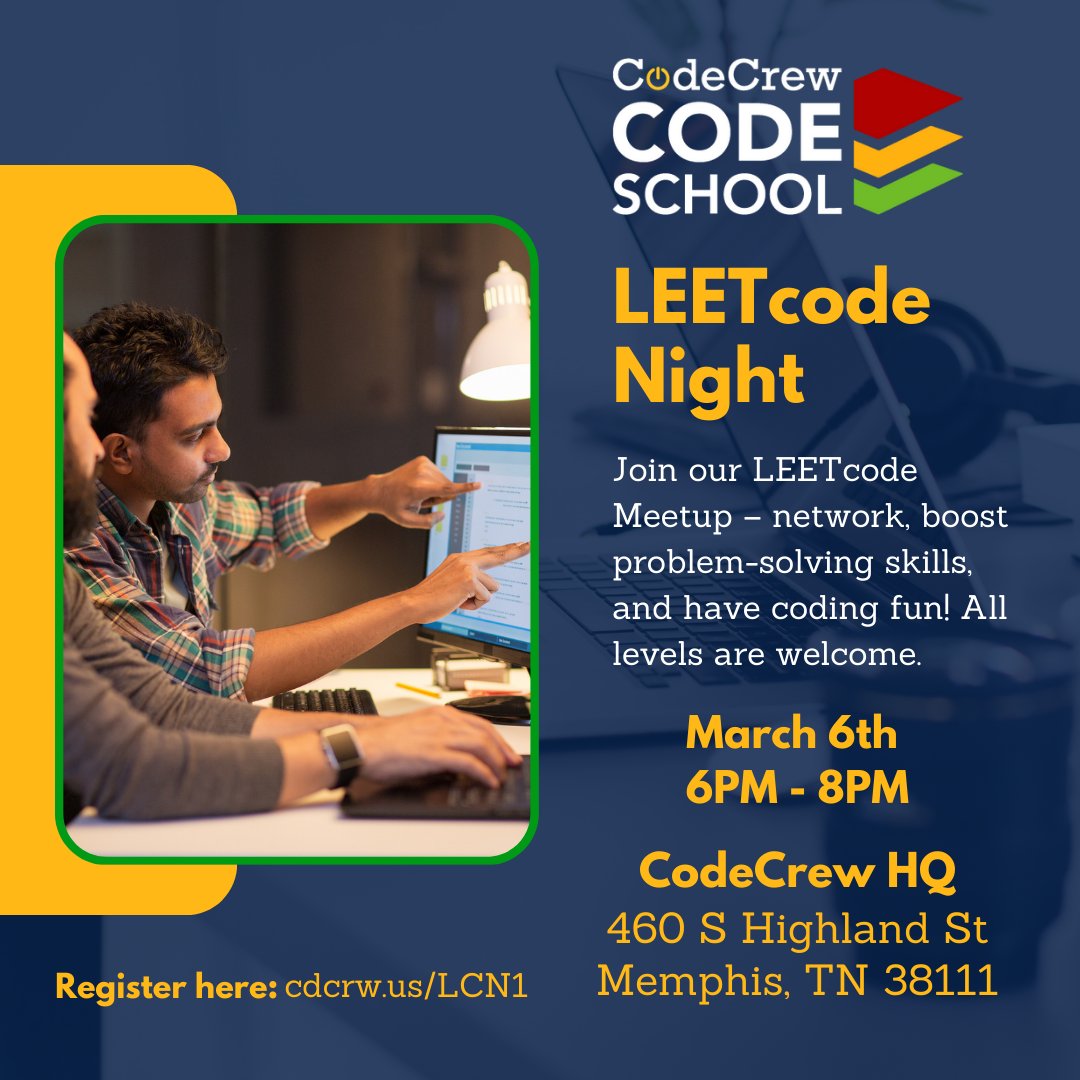 Join us for an exhilarating chance to connect with fellow coders, improve your problem-solving skills, and conquer #LEETcode challenges as a team. All skill levels are invited, so grab your laptop and let's delve into coding together! 💻 Register now at cdcrw.us/LCN1