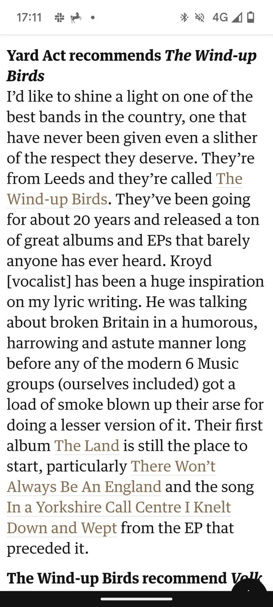 Ta to @YardActBand (and good luck with record) for giving us a shout out in this article in @guardianmusic (and giving us chance to shout out @volksoup too!