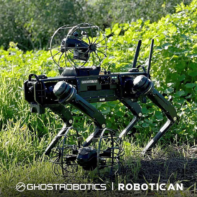 Krieg2026's tweet photo. #Gaza_Genocide #Hamas #Hezbollah
#CeaseFirelnGaza #israel #Lebanon

 Israel is using robotic dogs and Rooster quadcopters in Gaza to identify Hamas positions. This robot can travel a distance of 10 kilometers and then, if necessary, leave the Rooster quadcopter to continue exploring. A helicopter that cannot fly rolls on the ground and continues on its way. This quadcopter can also carry cargo such as smoke and tear gas grenades, etc