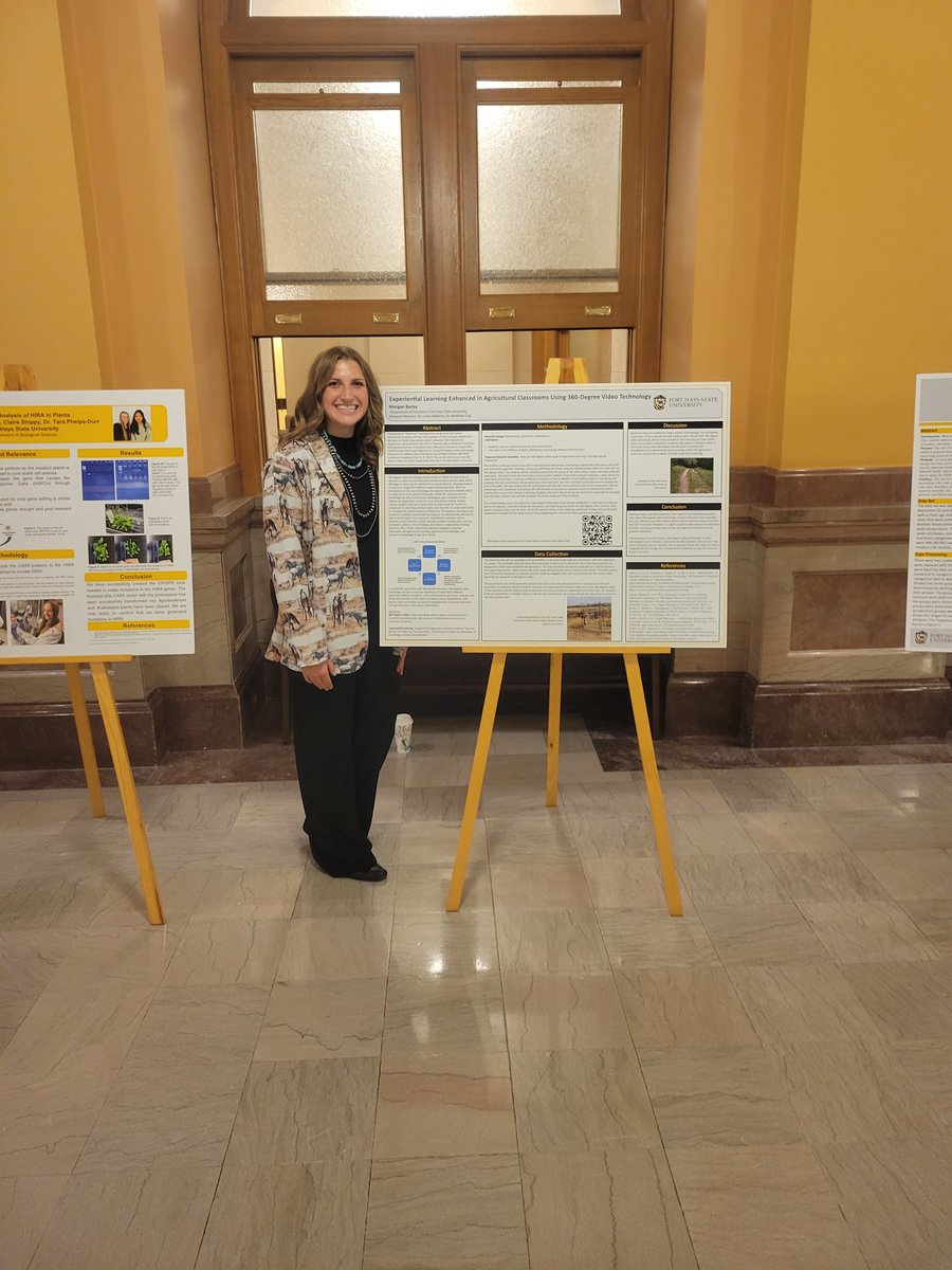I'm super proud of <a href="/FHSUteachered/">FHSU Teacher Ed</a> students Morgan Barba who presented her research on using 360 video in the ag classroom today at the state capitol.