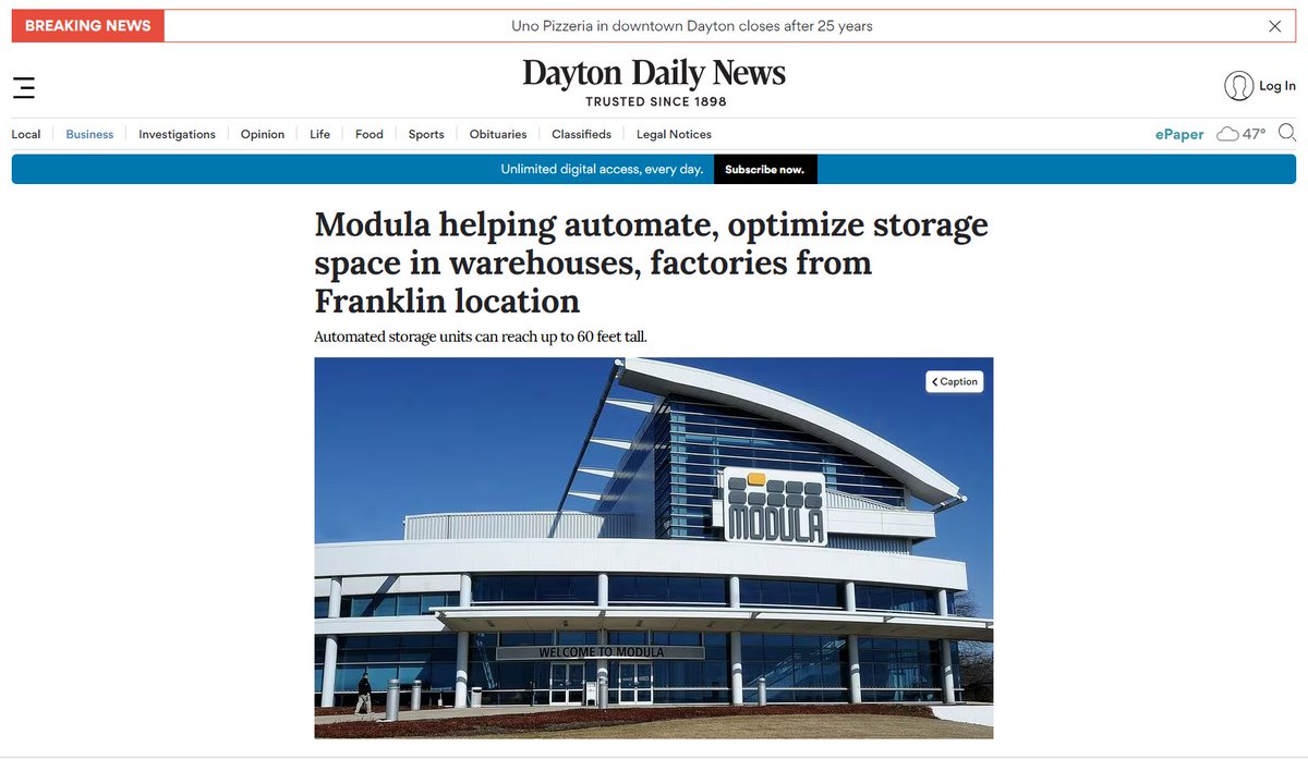 @ModulaUS is honored to be featured in the @daytondailynews as we strive to open our doors to our local community and businesses. Thank you to David Lind, our Sales Director and Jordan Adams, one of our Parts Specialists, for showcasing our people and solutions for Samantha…