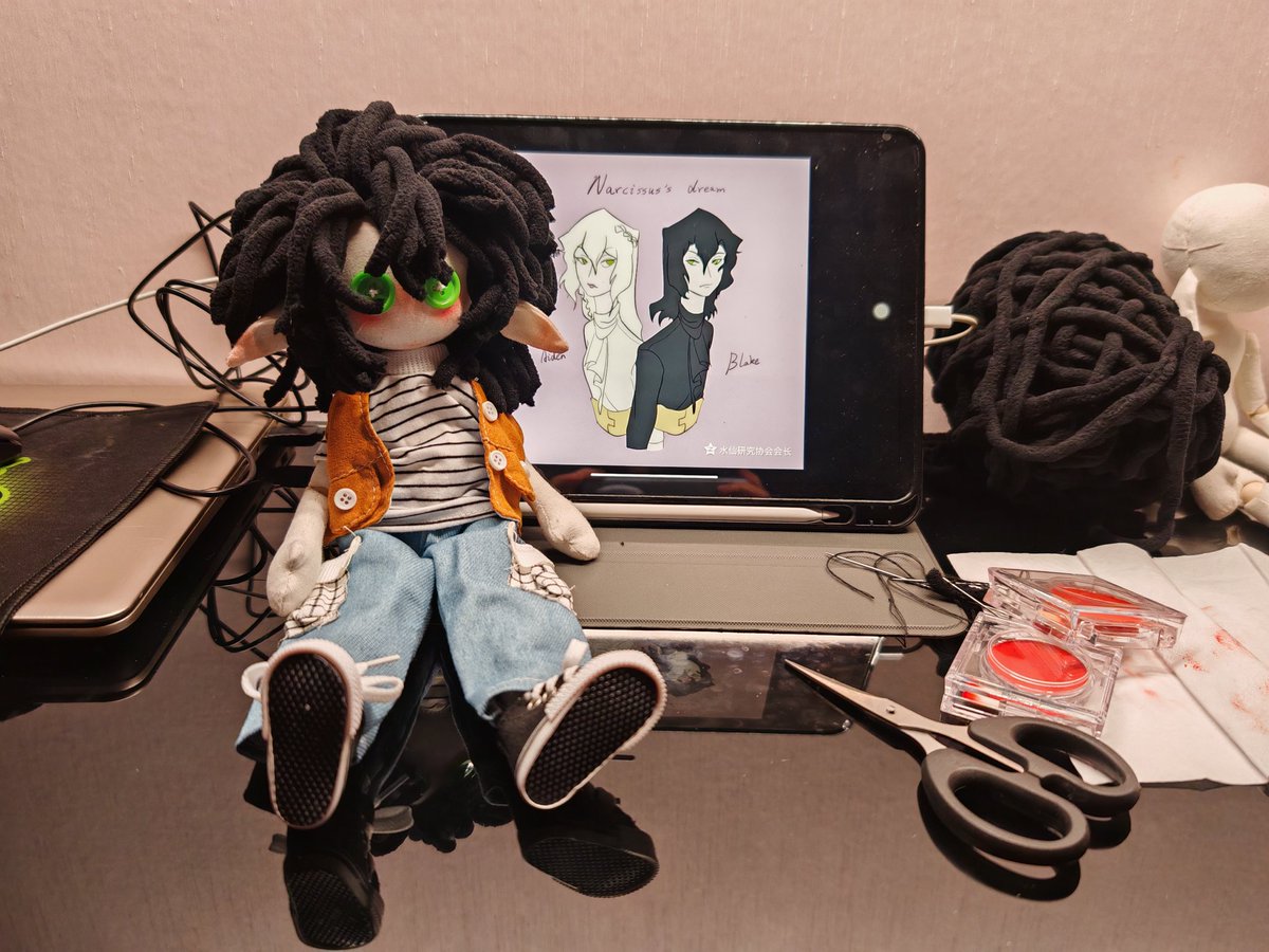 Sanglowrie's tweet photo. ��哈哈哈哈哈哈哈哈我做完我的oc娃娃了！！！做了几天终于！！！最近没画新的他和aiden拿出几年前的画，是谁家的宝贝这么可爱呀是我家的哈哈哈哈哈哈哈！！！！他是Blake！我做完了！！！！！明天做Aiden娃娃！
#oc https://t.co/oGlCjZ9V0r