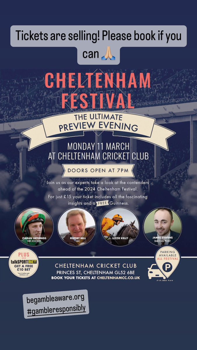 Not long until what promises to be a great night at the @CheltCricket Cheltenham Festival Preview! @talksportbet @CM_Gethings @JamesStevens180 @Rupertbell