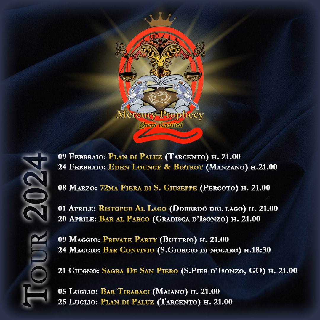 alfredosmorfa's tweet photo. Mercury Prophecy (Queen Tribute Band) LIVE TOUR 2024 #mercuryprophecy #queentributeband #alfreosmorfa #eventifvg #friuli #percoto #livemusic @udine_news_ @EventiFriuli @IlFriuli @Ilfriulivenezia @Ansa_Fvg https://t.co/62BoKYlgre