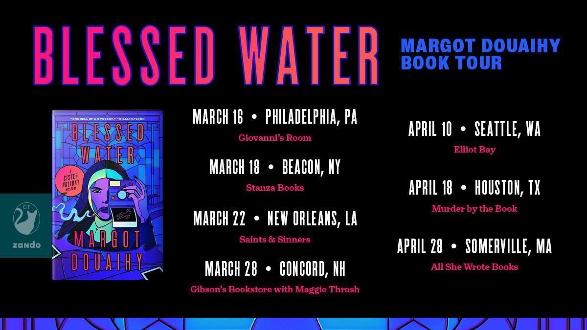 ⚡️🌊💙💧 Announcing the BLESSED WATER tour! Please join me, @TheGillianFlynn (!), & writerly superstars as we chat about my new hardboiled mystery, stormy love, faith, & the questions that hold us captive. 🔎 I can’t wait to see you this Spring. x 🚬☔️🙏🧜‍♀️⛪️
