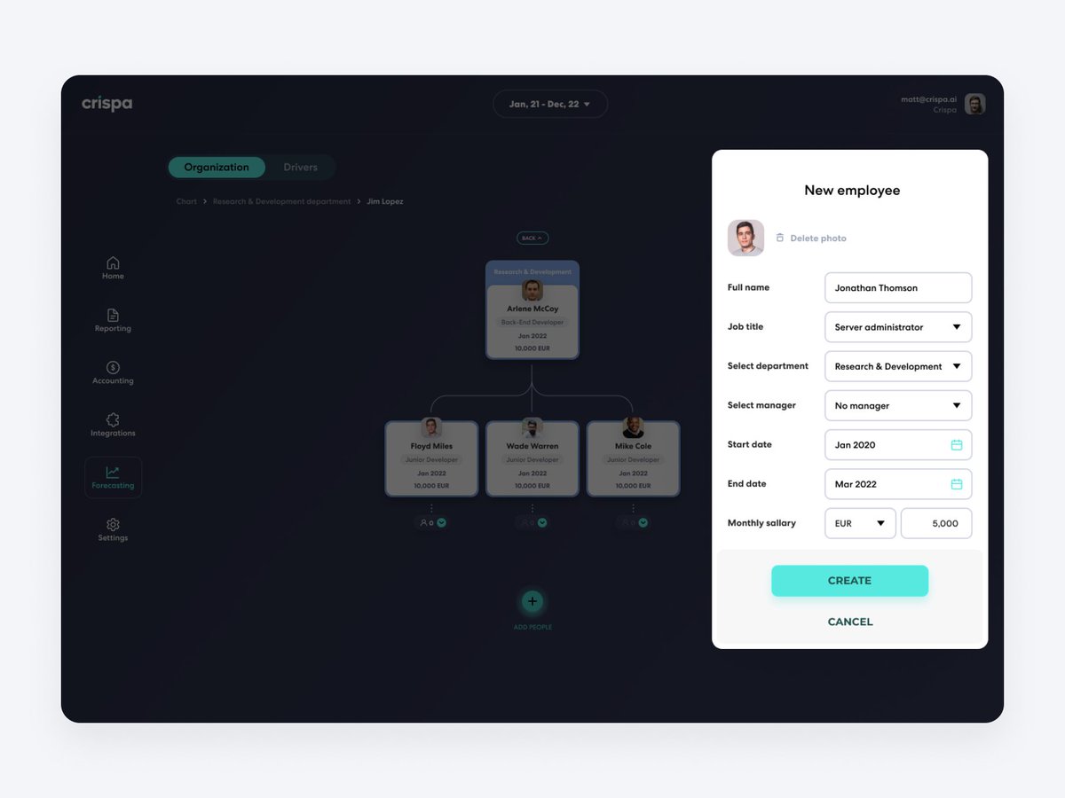 Accounting Platform Design - Organizational Structure Management Flow.

This part of the web app is designed to help manage employment on all levels.

#saas #uxdesign #accounting #platformdesign