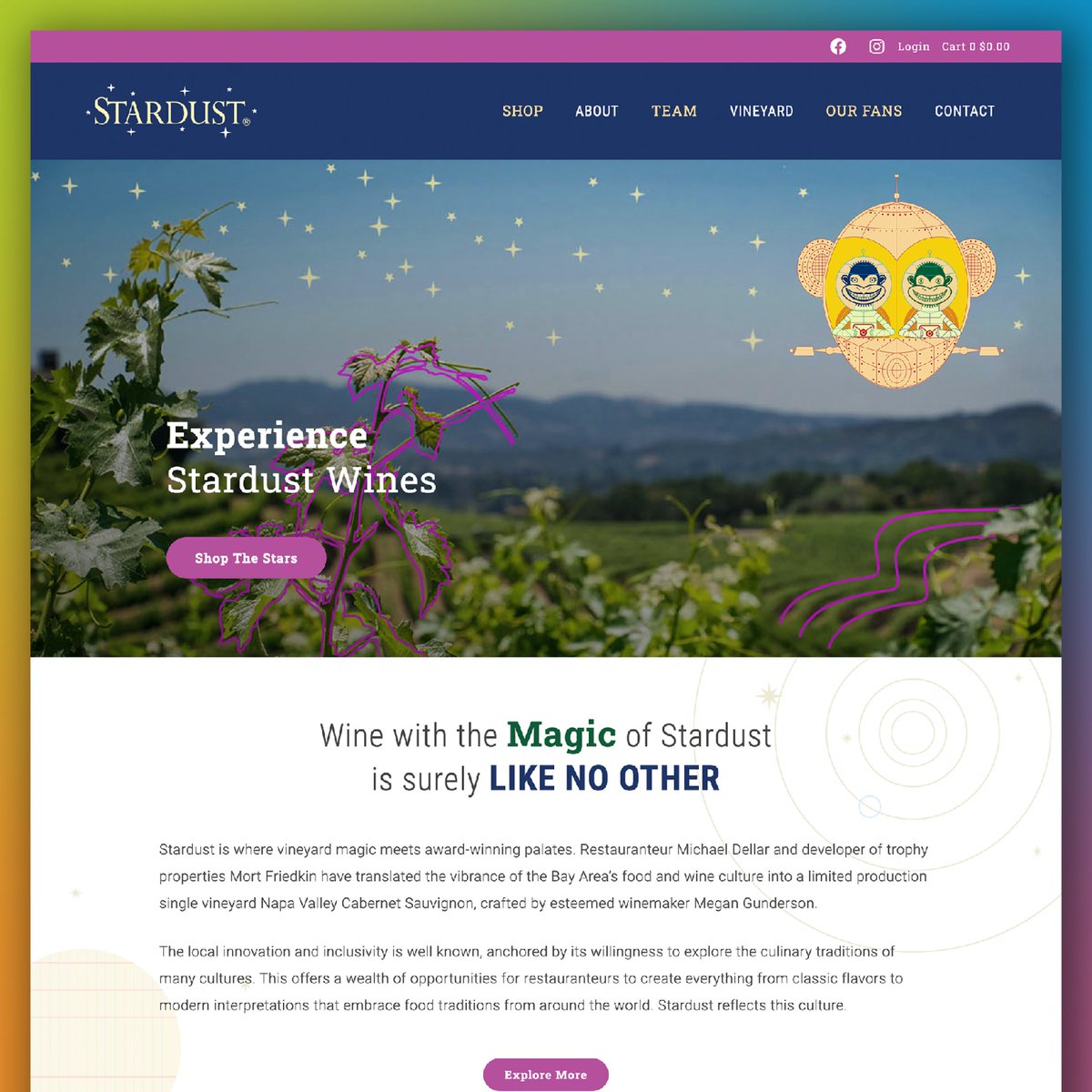 Exciting news: Our new website for Stardust Cabernet Sauvignon is LIVE! They embrace their weird, and hey, we can totally relate. Take a cosmic trip with Stardust at stardustwines.com. It's a colorful and wonderful journey!