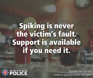 #SaferStreets | We are here for you if you’ve been spiked, regardless of when it took place. 

For more information on spiking, or to report online, please visit our website: Spiking | Greater Manchester Police (orlo.uk/9oVZc)