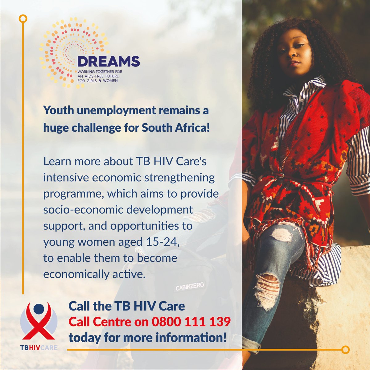 Learn about TB HIV Care's intensive economic strengthening programme, which aims to provide socio-economic development support, and opportunities to young women aged 15-24. Contact our Call Centre on 0800 111 139 (Monday to Friday) for more information! #zimisele #empowerment