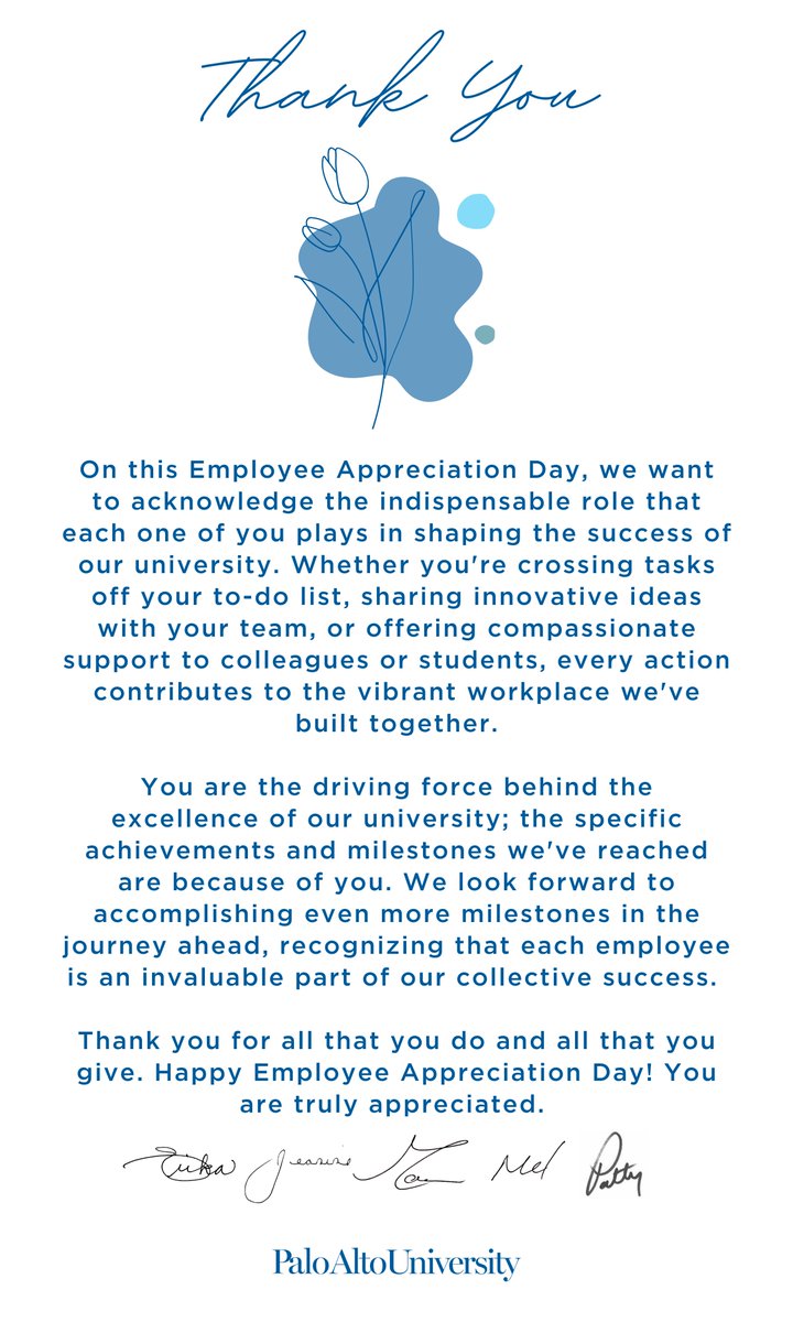The President's Office sent this message out to all faculty and staff today. Please give this post a ❤️ to show some love to your faculty PAU employee!