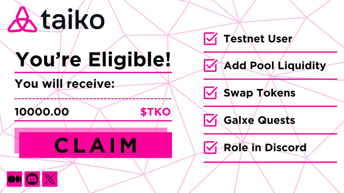 QmoCrypto's tweet photo. Taiko Airdrop is CONFIRMED IN Q1 2024🪂

The last chance to be Eligible in HUGE $TKO AIRDROP!

Cost: $0
Time: <15 mins
Profit in March: $5000

Step-by-step video guide is below. Check it out!🧵👇