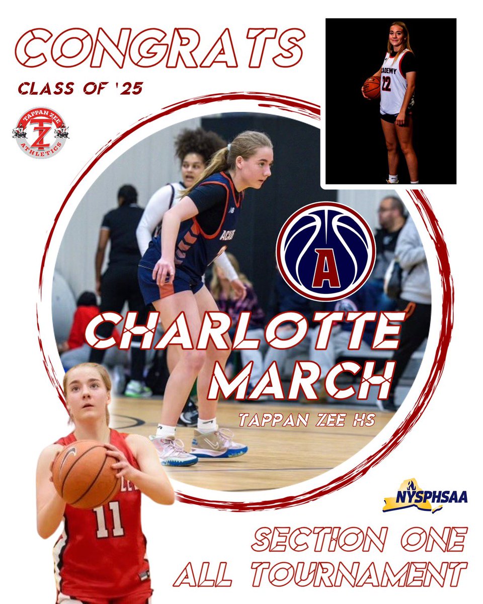 NYBBallAcademy's tweet photo. Big s/o to these 2 for earning All Tournament for the Section 1 Sectional playoffs! Writing their own story and it’s one great story to read. Congratulations
Charlotte March, 2025 (TZ)
Justin Price, 2024 (Yorktown)

Both will be honored this weekend at the Class A (girls) and AA (boys) championships!

🅰️