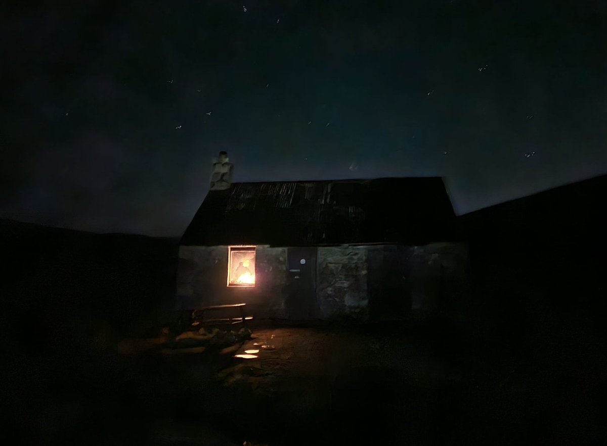 Stars scratching the sky –– a fire-lit window in a greater mountain dark. A post of appreciation for bothies: 'simple shelters in remote country for the use & benefit of all who love wild & lonely places.' My dad took this a few days ago, bothying in the Cairngorms with my bro.