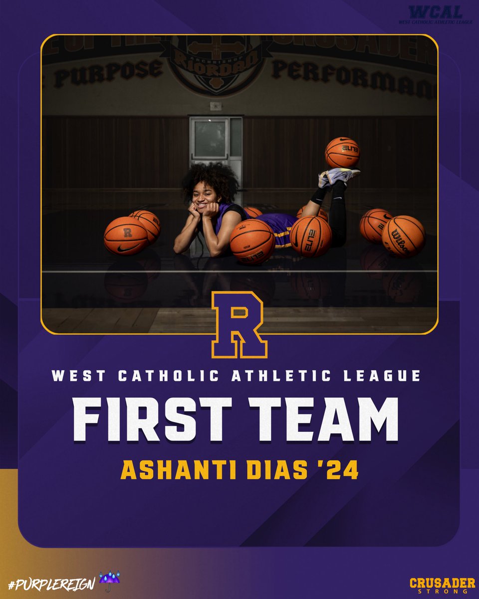 Congratulations to this year's WCAL Girl's Basketball All-League Selections! ☔️☔️ @RiordanGBB @WCALSports Ashanti Dias '24 - 1st Team 🥇