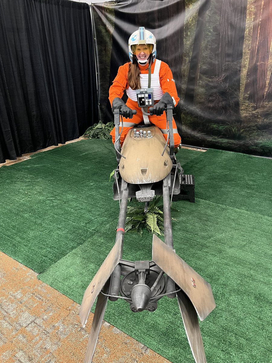 Speeder Bike fun! Today I got to help people on and off the speeder bike. I even took it for a spin myself. More pics to come!