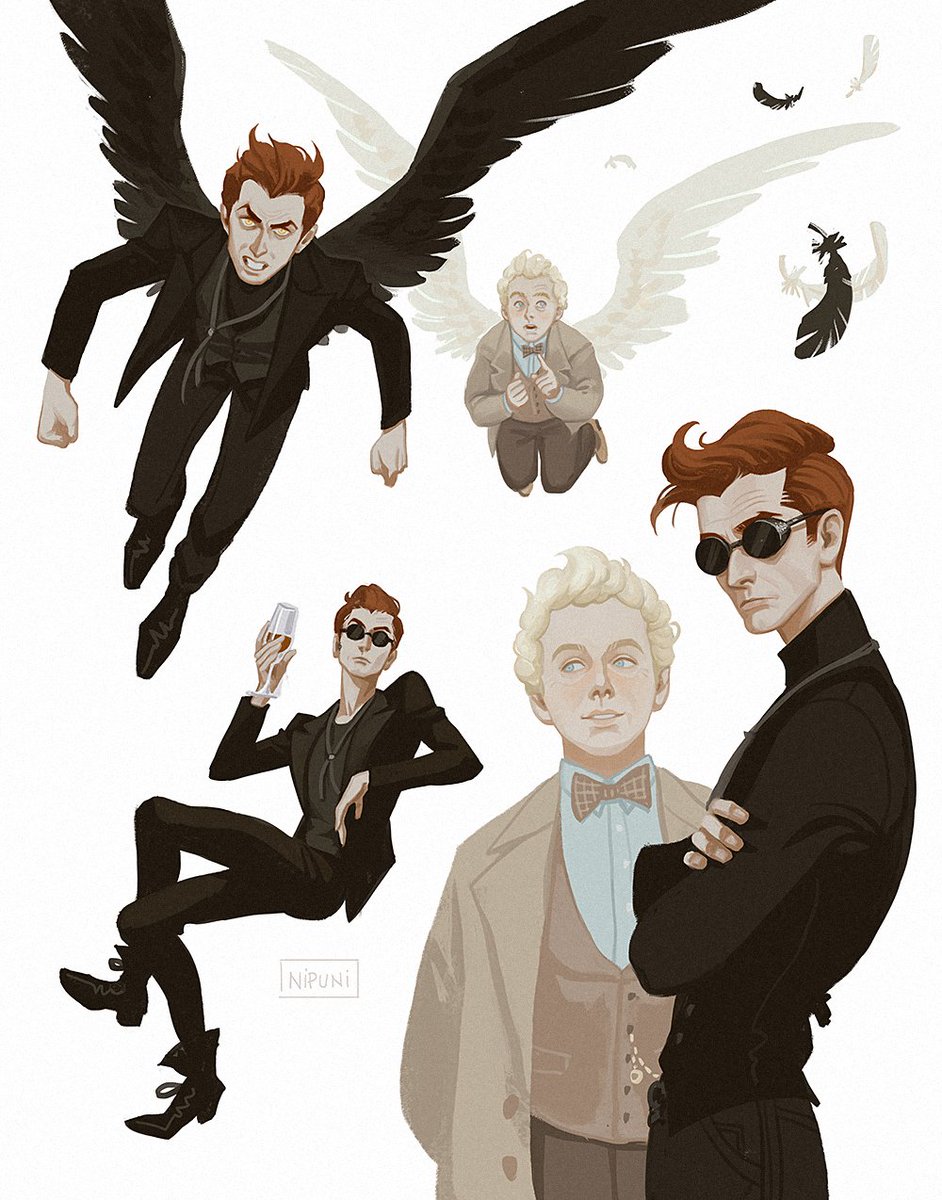 NipuniDraws's tweet image. Some #GoodOmens sketches 😊 #Crowley #Aziraphale