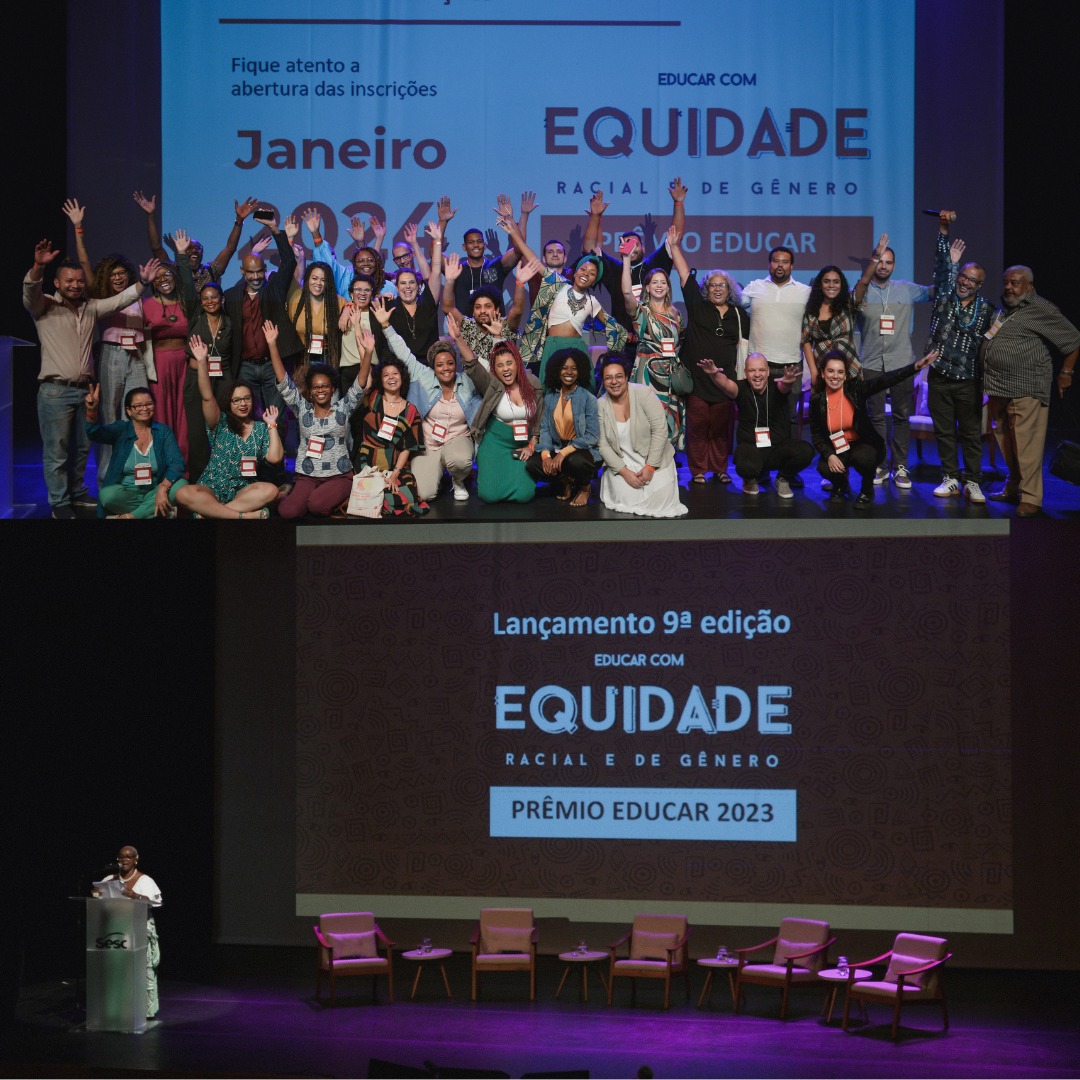 Equipe CEERT no lançamento da 9ª edição do Prêmio Equidade Racial e de Gênero, em 2023, no evento “Diálogos Antirracistas”, comprometidos com a promoção da igualdade e justiça social.
Lembrando que as inscrições para o Prêmio Educar estão abertas. ceert.org.br/premio