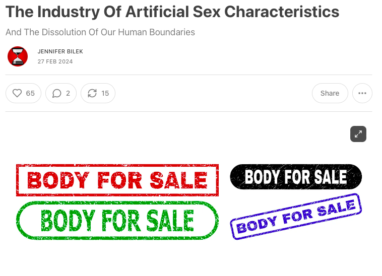 MenVSexism's tweet photo. "In confronting the gender industry, it's imperative to dispel the illusion of a battle for human rights against a fabricated construct." @bjportraits in her #Substack

https://t.co/EWH8OFvAdt

#boundaries #human #capitalism #industry #genderidentity #artificial #BodyForSale https://t.co/7vd0LcMWtG