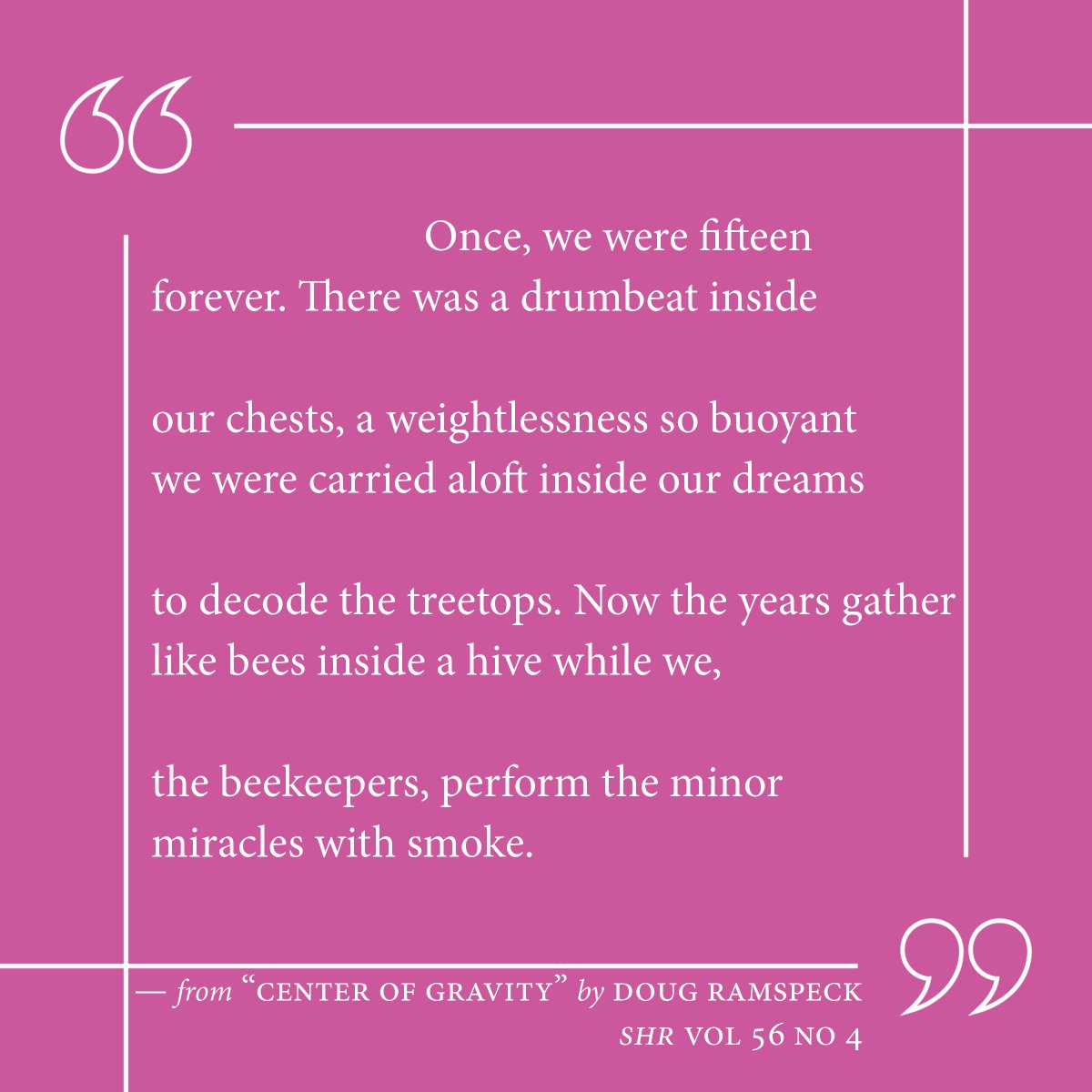 Perform minor miracles in 'Center of Gravity' by Doug Ramspeck. Read more poetry from our winter issue here: southernhumanitiesreview.com/current-issue.… #WritingCommunity #litmag #poetrycommunity #poetry