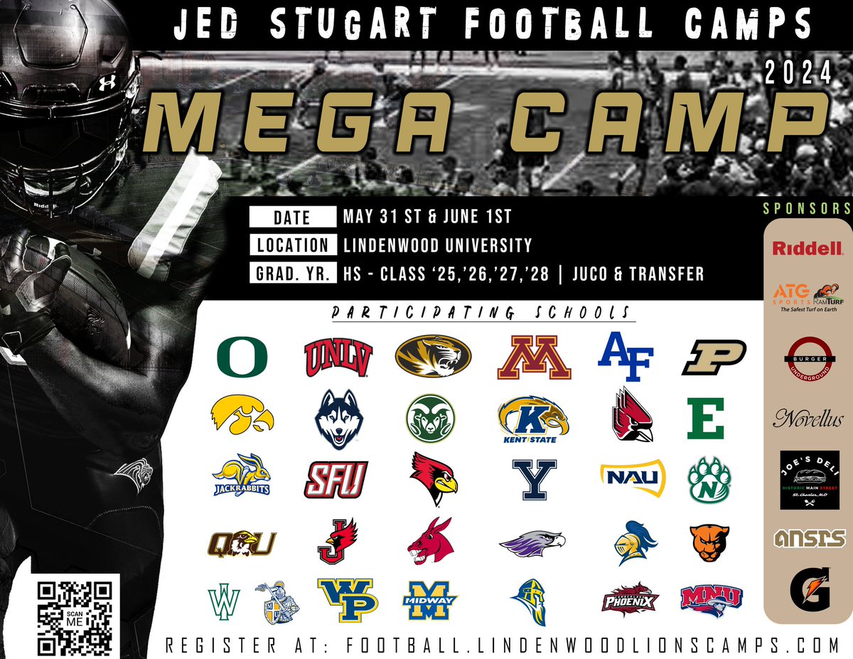 Registration is now open for one of the Best Mega Camps across the Country!! * Sign up and Show out *Get Reps and make connections with College Coaches Register at: football.lindenwoodlionscamps.com/2024-mega-camp… #JSMegaCamp24