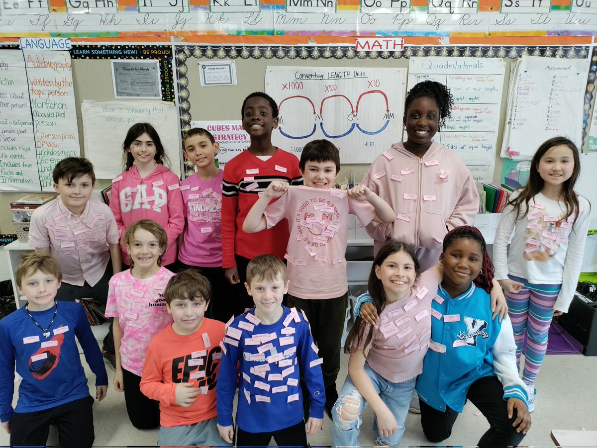 mralexng's tweet photo. Grade 4 practiced sharing words of kindness for pink shirt day. Let's spread the message to lift each other up! Thanks to @SKentsclassroom and @MBlaisclassroom for the inspiration! https://t.co/en4l9U0die