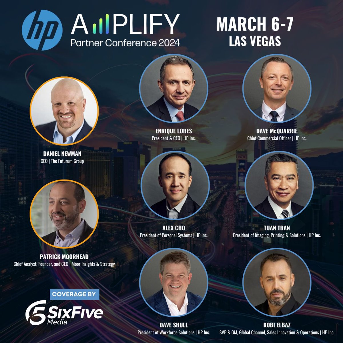 TheFuturumGroup's tweet image. The crew is back on the road next week at #HPAmplify in Vegas where #tech industry leaders and visionaries come together to drive growth and quality customer experiences.

@danielnewmanUV and @PatrickMoorhead will talk with HP leaders including: @AlexChoHP, @EnriqueJLores,…