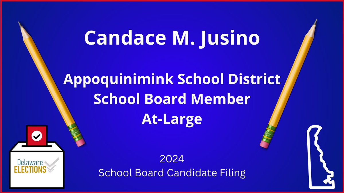 Candace M. Jusino has filed as a School Board candidate for Appoquinimink School District School Board Member, At-Large. Please visit elections.delaware.gov for listings of filed candidates and election information. #DelawareElections