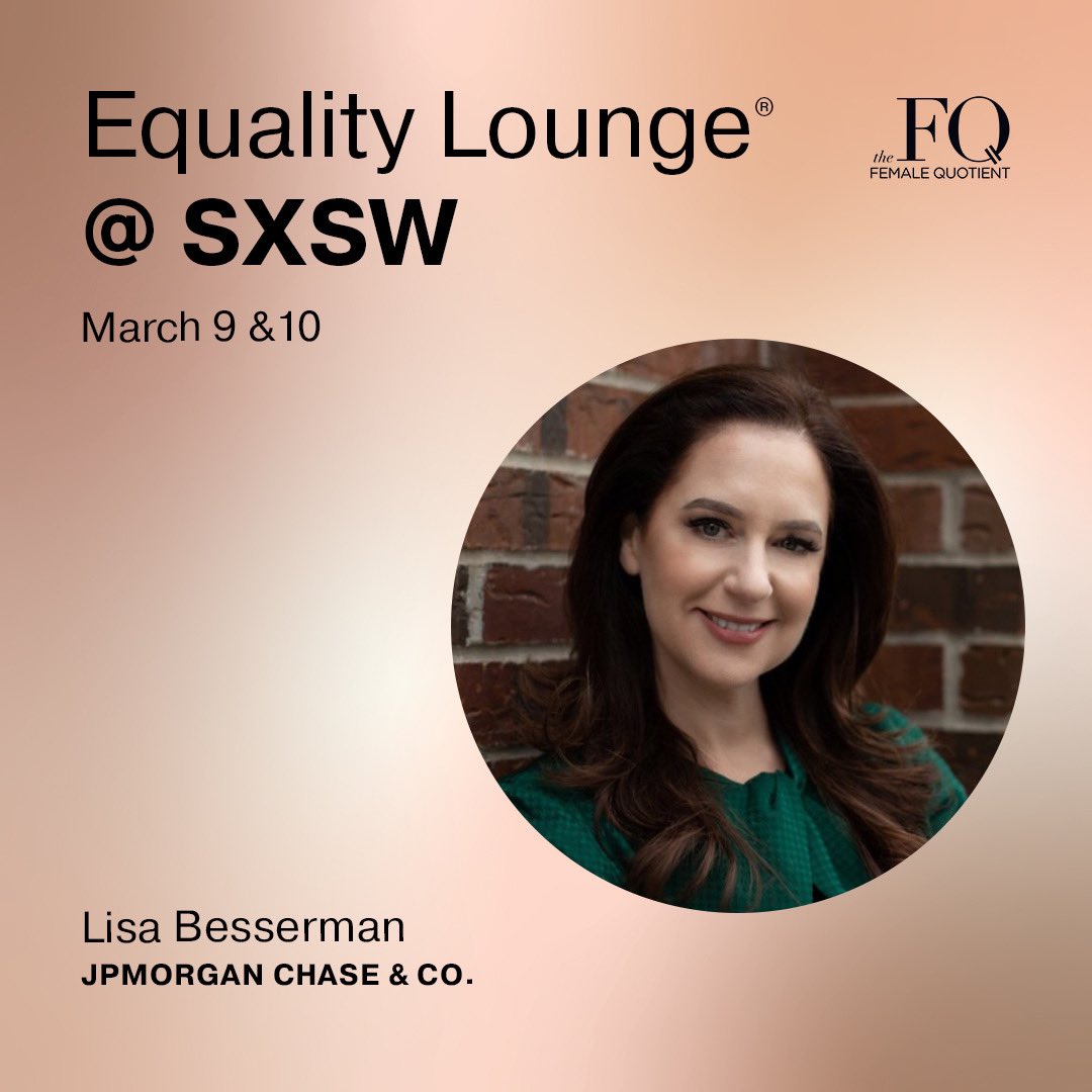 85% of purchase decisions are made by women. Yet, only 2% of VC funding finds its way to women founders. 
Women hold only 5% of CEO roles in the S&P 500. 
Equality is possible when good intentions meets action

Join me at in the EqualityLounge @ #SXSW
lnkd.in/e8H_jX7T